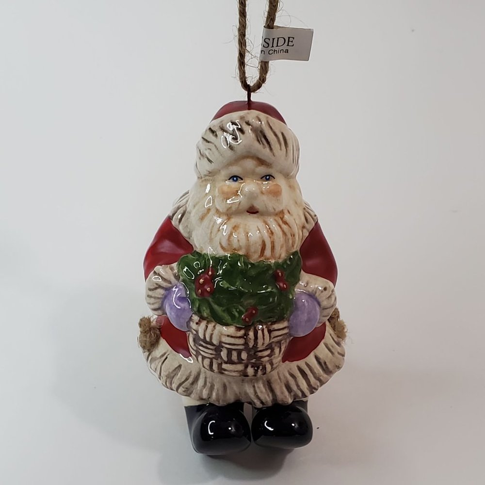Foreside Ceramic Santa Claus Ornament With Articulated Legs
